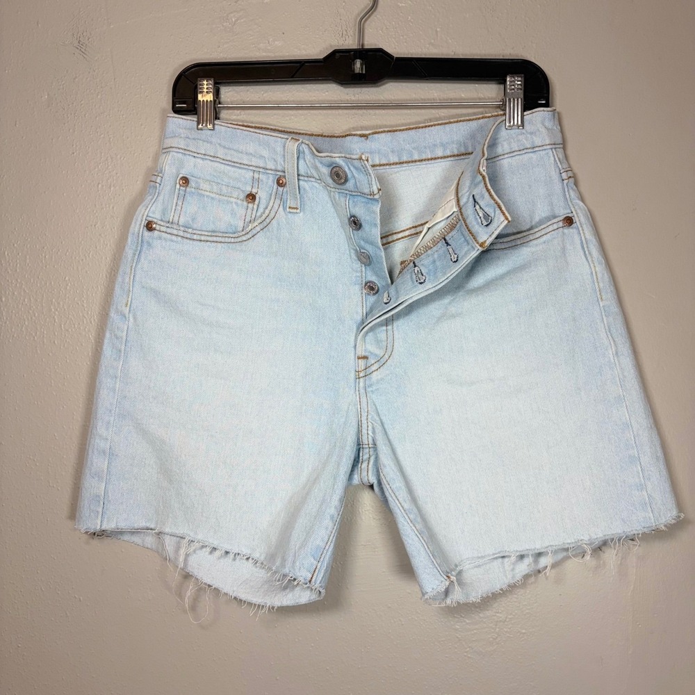 Levis Premium 501‎ Original Light Wash High Rise Cut Off Denim Shorts Size 29